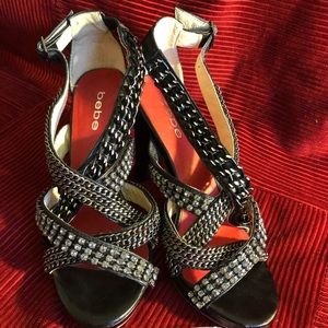Bebe open toe chain ELLA shoes size 8